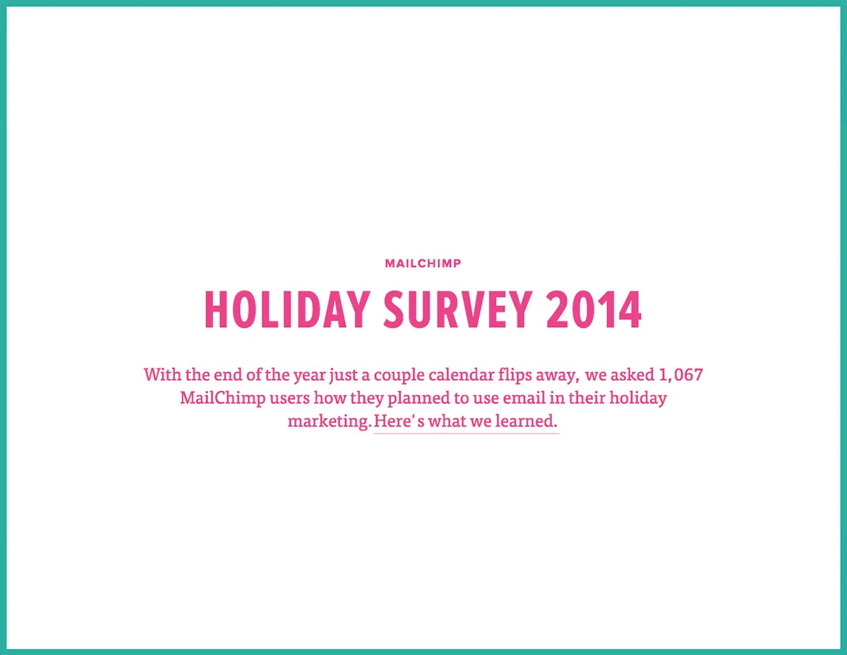 Screenshot of the MailChimp Holiday Survey website